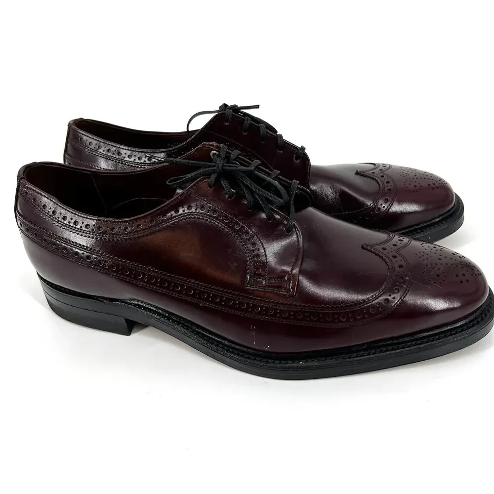 Foot-So-Port Mens Oxblood Wing Tip Leather Dress Shoes Size 10.5 Preowned